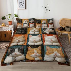 4pcs Cute Cat Cute Pet Series Beds 1 Bed Sheet 1 Bed Sheet And 2 Pillowcases Bedding, Suitable For All Seasons