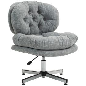 Computer Desk Chair, Armless Office Chair with Wide Padded Seat and Adjustable Height, Grey (Option: grey)