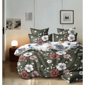 Duvet Cover Set 5-Piece, Queen Size - Includes Duvet Cover with Ties, 2 Pillowcases & 2 Decorative Shams | Ultra-Soft Microfiber Bedding Set, Mac (Option: Green-Queen)