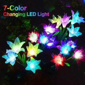 4 Pack Solar Lights With 16 Bigger Artificial Lily Flowers, Multi-Color Changing Lights, Solar Garden Decor Lights For Patio Yard Lawn Pathway (p (Option: 8Pcs)