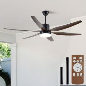 6 PCS ABS Blades 66 Ceiling Fan With Light Kit Matte Black Design And Dimmable LED Patio Living Room Bedroom Office Indoor Year-Round Comfort (Option: Black)