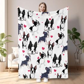 1pc Adorable Fleece Dog Blanket - Soft, Cozy, Lightweight, Warm, Flannel Throw For Couch, Bed, Sofa, Living Room Decor - Perfect For Snuggling Up (Option: 75x100cm-Black)