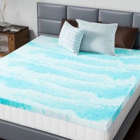 2-3 Inch Gel Memory Foam Mattress Topper Full Size Cooling Mattress Soft and Breathable Bed Topper School Bedroom Furniture (Option: 2 Inches/Twin-blue)