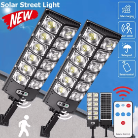 504LED Solar Induction Motion Sensor Street Lamp, Remote Control Solar Wall Light With 3 Lighting Modes, 4500mAh,Dusk To Dawn Security Lighting F (Option: 2pcs)
