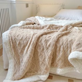 1PC Reversible Sherpa Throw Blanket, Textured Plush Warm Blanket For Sofa Couch Bedroom (Option: Light Brown-28x39 inch)