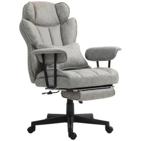Big and Tall Office Chair with Foot Rest, 400LBS High Back Desk Chair with Padded Armrests, Lumbar Support, Grey (Option: grey)